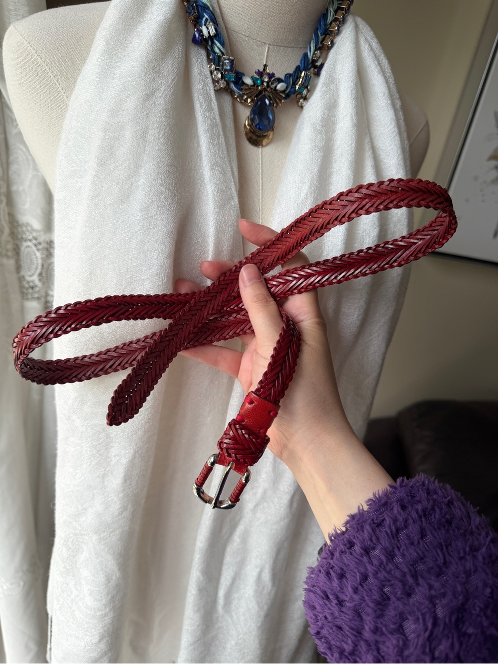 GIADA Braided Red Leather Belt